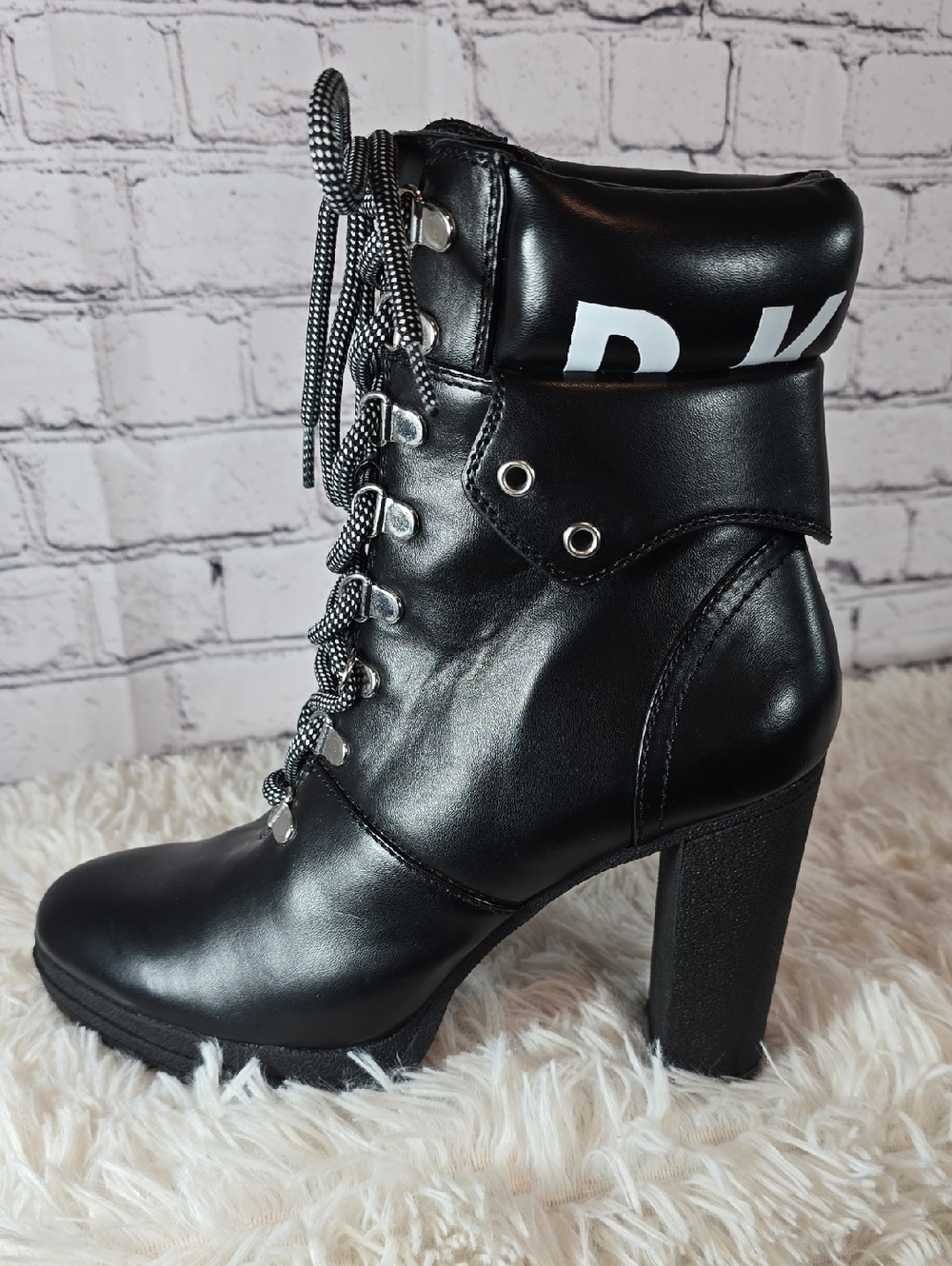 DKNY Black Lace-Up Heeled Boots Size 9 NWOT - Picture 8 of 13